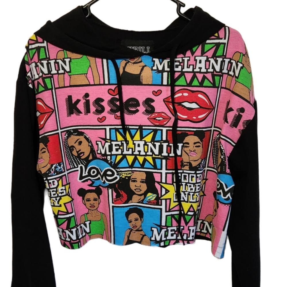Junior Black Melanin Crop Hoodie Size XL